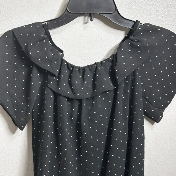 Papaya Women Black Polka Dot Off Shoulder Blouse Size‎ Small. - Picture 8 of 10